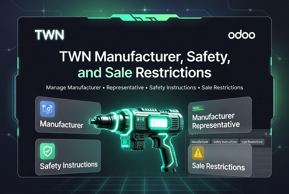 Manufacturer, Representative, Safety & Restrictions Odoo Manufacturer Representative Safety Restrictions plugin preview